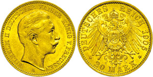 Prussia  20 Mark, 1905, Wilhelm II., ... 