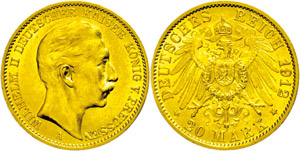 Prussia  20 Mark, 1912, Wilhelm II., small ... 