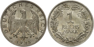 Münzen Weimar  Reichsmark, 1925, E, vz-st., ... 