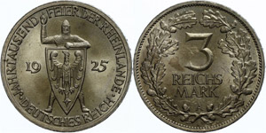 Coins Weimar Republic  3 Reichmark, 1925, A, ... 