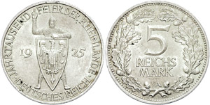 Coins Weimar Republic  5 Reichmark, 1925, A, ... 