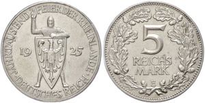 Coins Weimar Republic  5 Reichmark, 1925, E, ... 