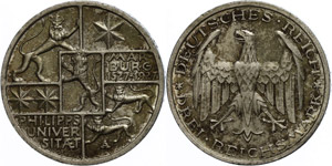 Coins Weimar Republic  3 Reichmark, 1927, A, ... 