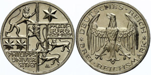 Coins Weimar Republic  3 Reichmark, 1927, ... 