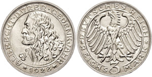 Münzen Weimar  3 Reichsmark, 1928, Albrecht ... 