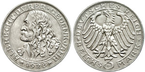 Münzen Weimar  3 Reichsmark, 1928, Albrecht ... 