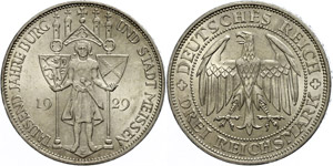 Münzen Weimar  3 Reichsmark, 1929, Meissen, ... 