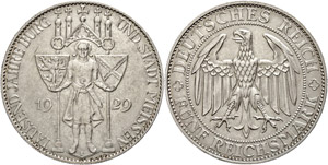 Münzen Weimar  5 Reichsmark, 1929, Meissen, ... 