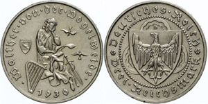 Coins Weimar Republic  3 Reichmark, 1930, D, ... 