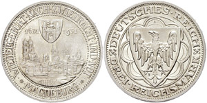 Coins Weimar Republic  3 Reichmark, 1931, ... 