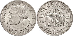 Münzen Drittes Reich  5 Reichsmark, 1933, ... 