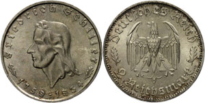 Münzen Drittes Reich  2 Reichsmark, 1934, ... 