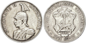 Coins German Colonies  DOA, 2 Rupee, 1893, ... 