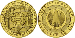 Münzen Bund ab 1946  200 Euro, 2002, ... 