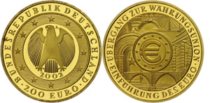 Münzen Bund ab 1946  200 Euro, Gold, 2002, ... 