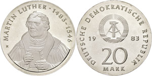 Münzen DDR  20 Mark, 1983, Luther, PP., ... 
