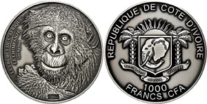 Ivory Coast  1000 Franc CFA, 2014, 1 oz 999 ... 