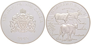Gambia  100 Dalasis, 1995, silver, ... 