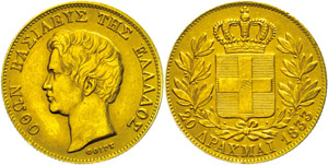 Greece  20 Drachma, Gold, 1833, Otto I., Fb. ... 