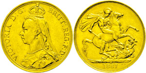 Grossbritannien  2 Pounds, Gold, 1887, ... 