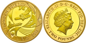 Great Britain  2 Pounds, 2012, yellow gold, ... 