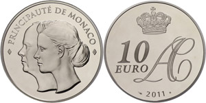 Monaco  10 Euro, 2011, Albert II., auf die ... 