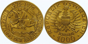 Österreich ab 1945  1000 Schilling Gold, ... 
