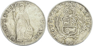 Peru  4 Reales, 1839, Arequipa, KM 151.2, ... 