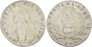 Peru  4 Reales, 1840, Arequipa, KM 151.2, ... 