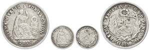 Peru  1 / 2 Dinero, 1885, JM, Cuzco, KM ... 