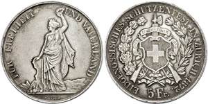 Schweiz  5 Franken, 1872, Zürich, HMZ ... 
