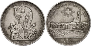 Switzerland  5 Franc, 1881, Freiburg, HMZ ... 
