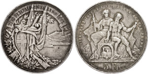 Schweiz  5 Franken, 1883, Lugano, HMZ ... 