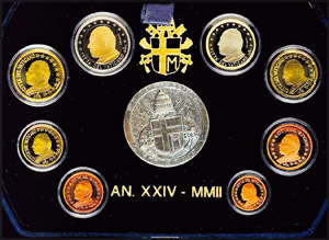 Vatican  1 cent till 2 Euro, 2002, KMS, ... 