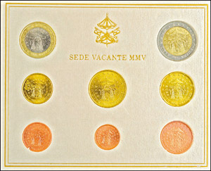 Vatican  1 cent till 2 Euro, 2005, Sede ... 