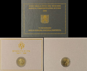 Vatican  2 Euro, 2006, Benedict XVI., Swiss ... 