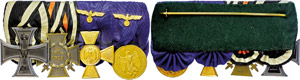 Medal ribbon with 4 awards, Iron Cross 1914 ... 