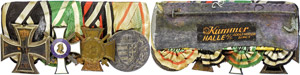 Medal ribbon with 4 awards, Prussia Iron ... 