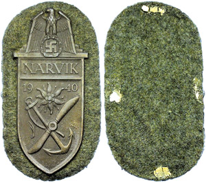 Narvik shield, sleeves shield, silver plated ... 