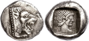 Karien  Knidos, Drachme (6,27g), 520-495 v. ... 