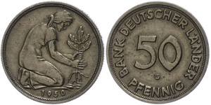 Federal coins after 1946  50 penny, 1950 G, ... 