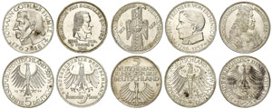 Federal coins after 1946  5x5 Mark, ... 