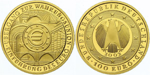 Münzen Bund ab 1946  100 Euro, Gold, 2002, ... 