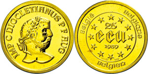 Belgium  25 European Currency Unit, Gold, ... 