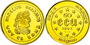 Belgien  50 Ecu, Gold, 1991, Karl der ... 
