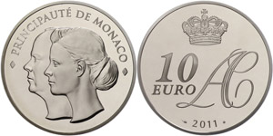 Monaco  10 Euro, 2011, fools about II., on ... 