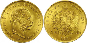 Old Austria coins until 1918  1892, 4 ... 