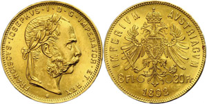 Österreich 1806 - 1918  1892, 8 Gulden ... 