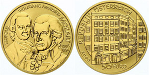 Austria  50 Euro Gold, 2006, Mozart, PP  PP
