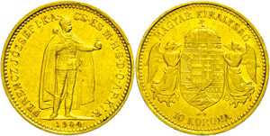 Hungary  10 coronas, Gold, 1904, Francis ... 